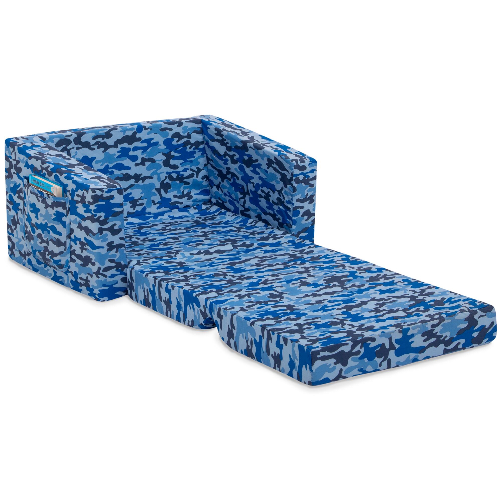 Delta Children Blue Camo Cozee Flip Out 2-in-1 Convertible Chair to Lounger